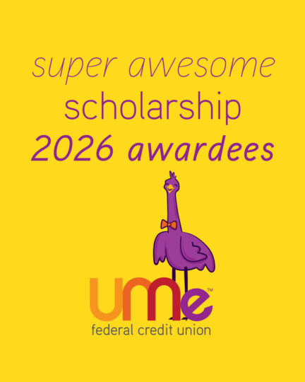 Purple Emu with a Yellow Background with Purple Text