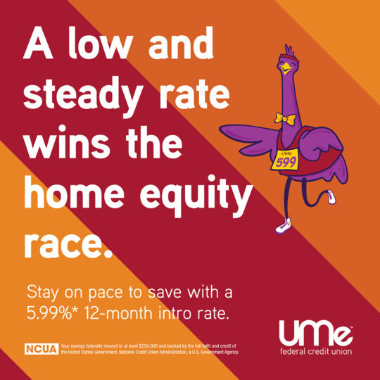 Running Purple Emu on an orange and red background